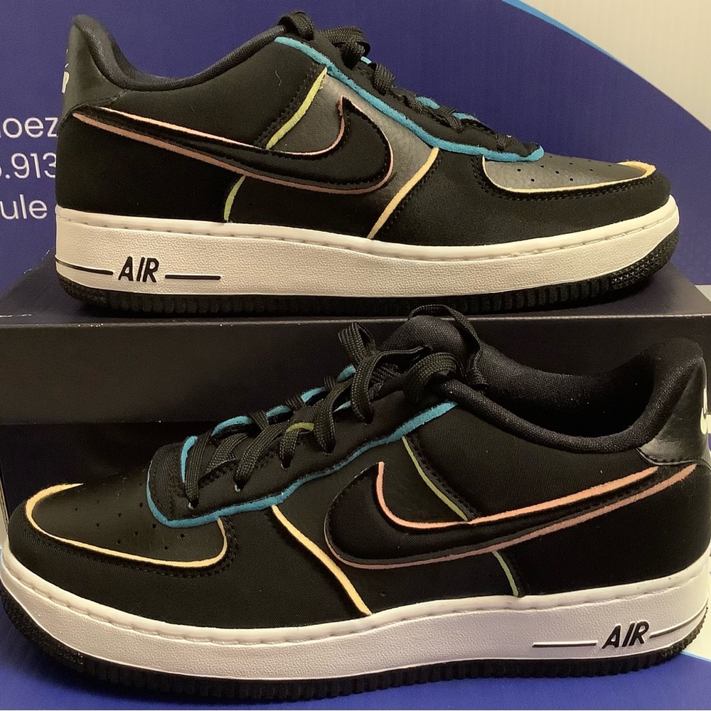 Nike Air Force 1 Black Pink Barely Volt Kids 6y
